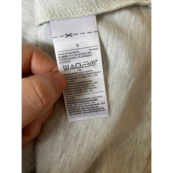 Gap Women's Size 8 Marled Gray and White Short Sleeve Dress T-Shirt Back Zip - Picture 4 of 4